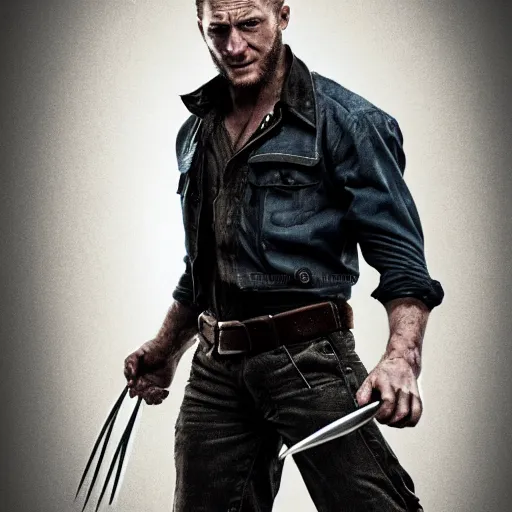 Image similar to Tom Hardy as wolverine 4K quality Photorealism