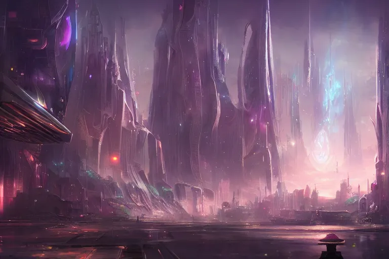 Image similar to a magical futuristic city by jessica rossier,