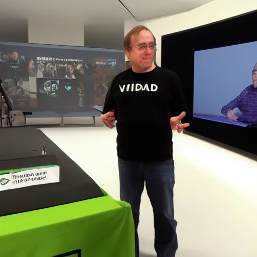 Prompt: Linus Torvalds loves NVIDIA, 4k, artstaion