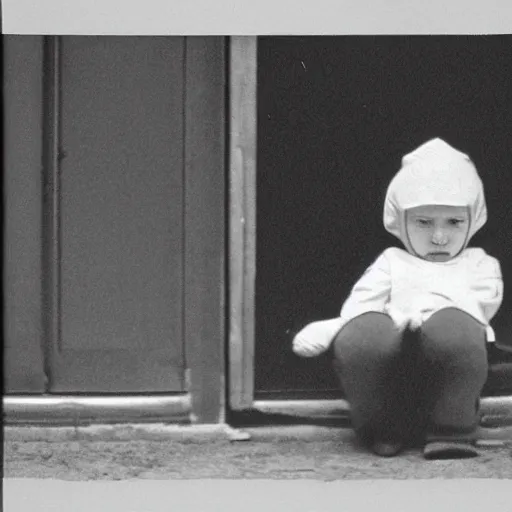 Image similar to “ a child in soviet russia in nurse consulting, 3 5 mm, sad, depressive ”