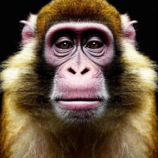 Image similar to monkey pig hybrid, bold natural colors, national geographic photography, masterpiece, full shot