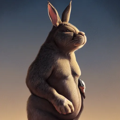 Prompt: portrait of the real life Big Chungus, expressive pose, futuristic, highly detailed, digital painting, artstation, concept art, smooth, sharp focus, dramatic light, studio light, by Artemisia Gentileschi