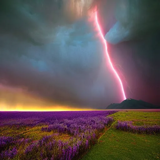 Prompt: purple clouds in the shape of a tornado by marc adamus, digital art, beautiful dramatic lighting