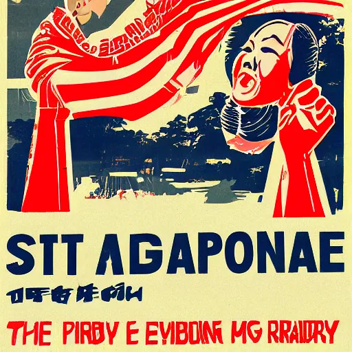 Image similar to A Singaporean propaganda poster designed by El Lissitkzky