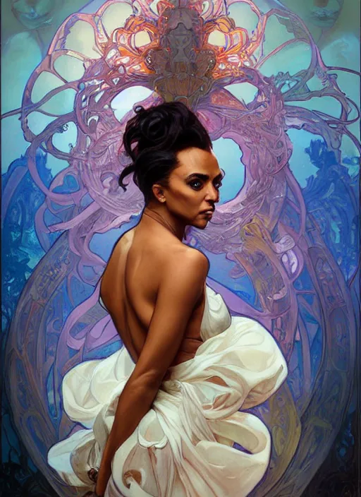 Image similar to shangela, painting by artgerm and greg rutkowski and alphonse mucha