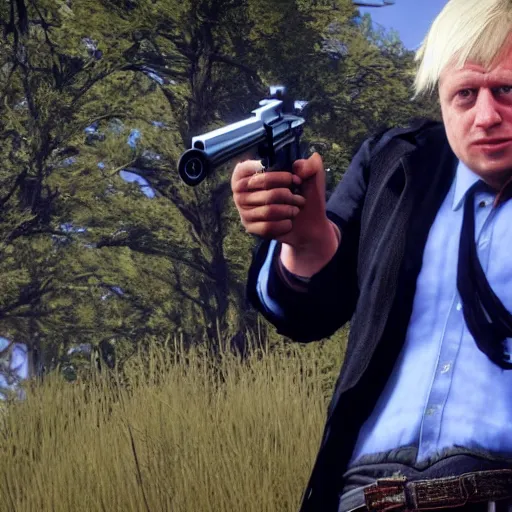 Image similar to Boris Johnson in Red Dead Redemption 2, game screenshot