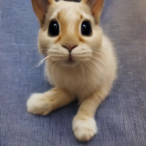 Prompt: half bunny, half cat, baby animal, cute, adorable