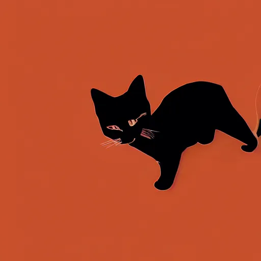 Image similar to orange to red gradient low poly art of cat connecting lines