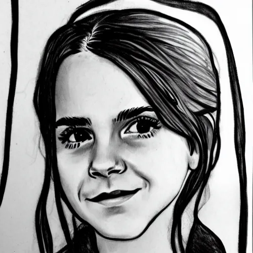 Prompt: childrens drawing of emma watson with owls,