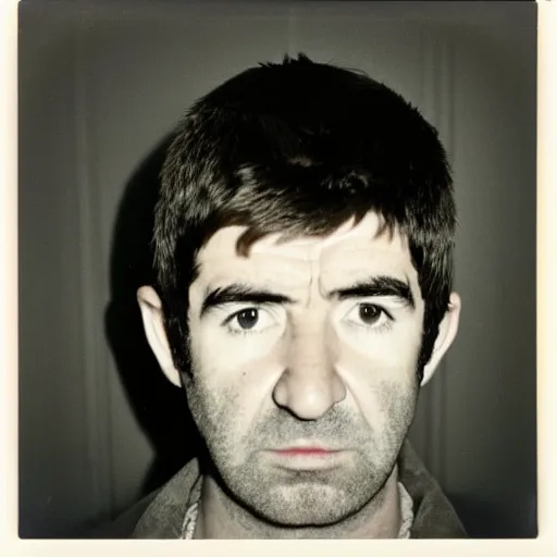 Prompt: Mugshot Portrait of Noel Gallagher, taken in the 1970s, photo taken on a 1970s polaroid camera, grainy, real life, hyperrealistic, ultra realistic, realistic, highly detailed, epic, HD quality, 8k resolution, body and headshot, film still, front facing, front view, headshot and bodyshot, detailed face, very detailed face