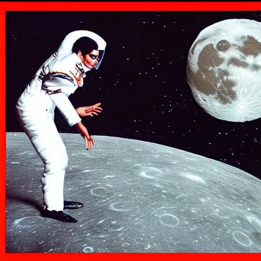 Prompt: michael jackson dancing on the moon with aliens