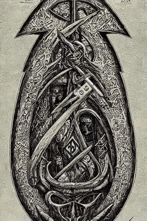 Prompt: a war axe with magic rune engraving by Gerald Brom