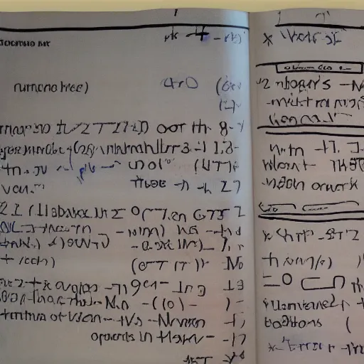 Prompt: photo of an open math text book from the 9 0 s : : scribbles over the pictures : :