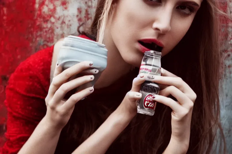 Image similar to beautiful model woman drinking a Coca-Cola by Alessio albi