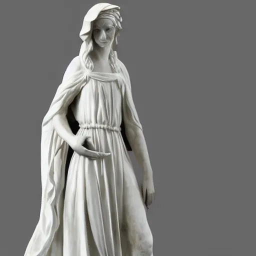 Image similar to a statue of a woman in a white dress, a marble sculpture by luca della robbia, cgsociety, new sculpture, marble sculpture, made of plastic, da vinci