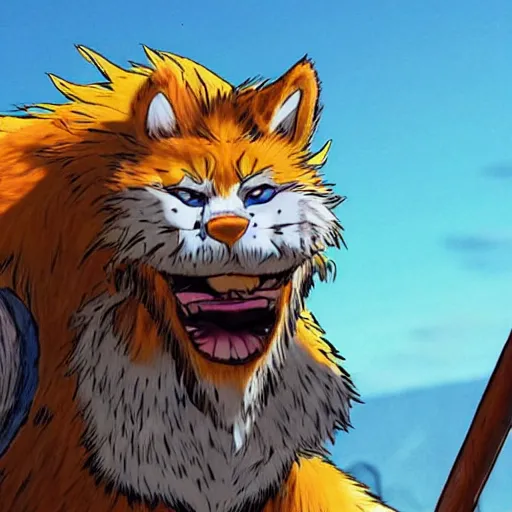 Image similar to Kimahri from Final Fantasy X played by Hobbes from Calvin and Hobbes