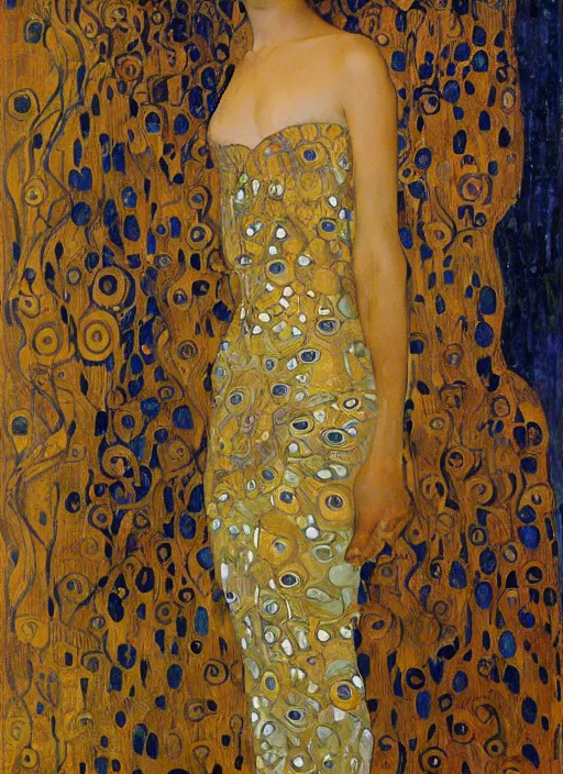 Prompt: oil painting highly detailed art nouveau zendaya, gustav klimt