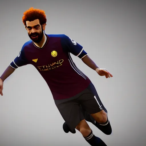 Image similar to a hybrid of mohamed salah and kevin de bruyne, 3 d octane render, artstation, edu souza, sichen lin