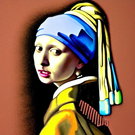 Prompt: donald trump painted like girl with a pearl earring