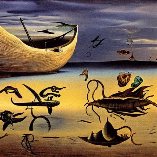 Prompt: overfishing by salvador dali