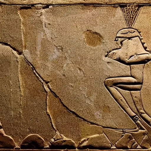 Prompt: a fragment of ancient egyptian hierographic panel Art, art of a spaceship in art style of ancient art, fragmented, a spaceship!!!!! Ancient Egypt art