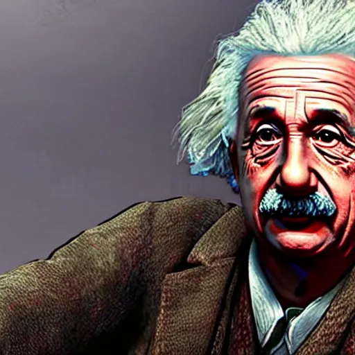 Image similar to Albert Einstein in red dead 2 redemption 4k detail