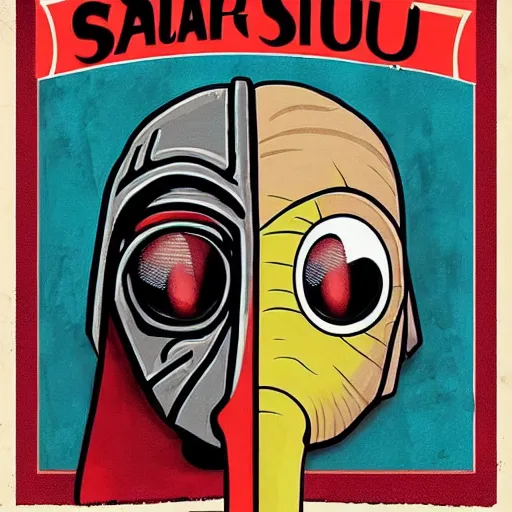 Prompt: poster of darth squidward