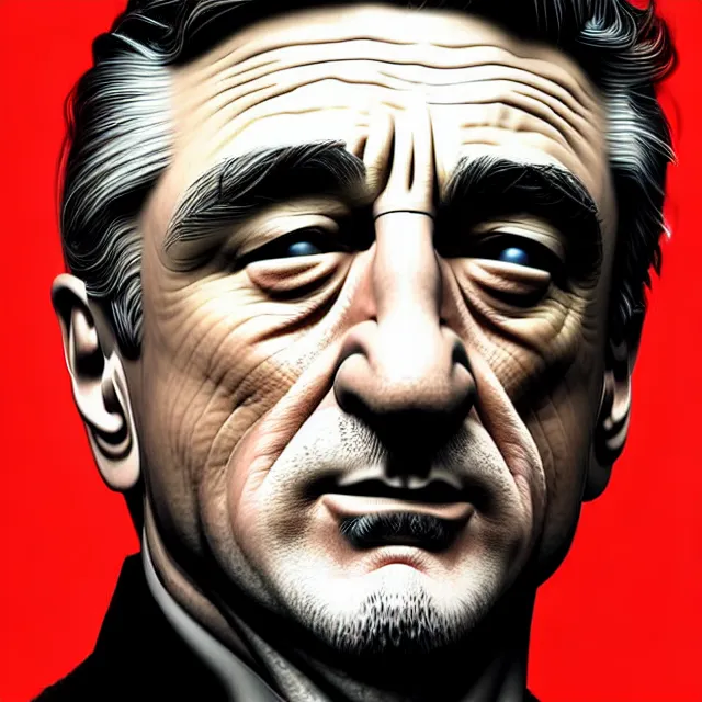 Image similar to epic professional digital art of Robert DeNiro, best on artstation, cgsociety, wlop, Behance, pixiv, astonishing, impressive, outstanding, epic, cinematic, stunning, gorgeous, much detail, much wow, masterpiece.