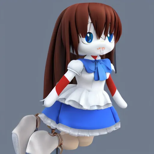 Image similar to cute fumo plush of a canine girl in a blue dress, anime girl, velvet, vray