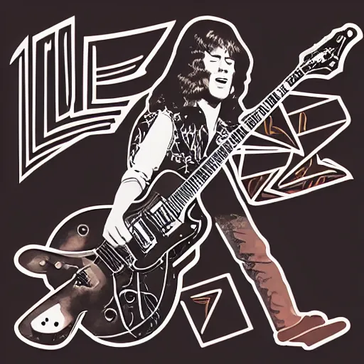 Image similar to 1 9 7 0 - young - jimmy page from led zepelin playing - guitar - solo, sticker - art, svg vector, adobe - illustrator