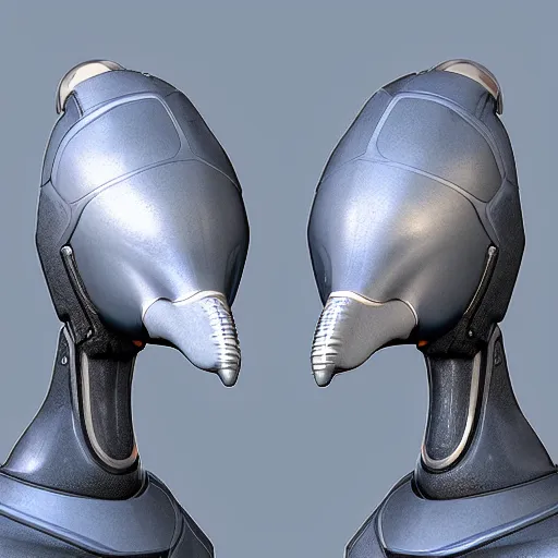 Prompt: cybernetic bottlenose dolphin bust profile picture, male anthropomorphic android design, bulbous beak, commission on FurAffinity, cute, digital art, unreal engine