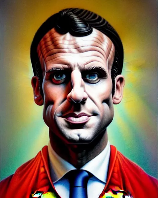 Image similar to hyperrealistic mixed media painting of Emmanuel Macron looks like Superman, marvel, heroic pose, stunning 3d render inspired art by P. Craig Russell and Barry Windsor-Smith + perfect facial symmetry + dim volumetric lighting, 8k octane beautifully detailed render, post-processing, extremely hyperdetailed, intricate, epic composition, grim yet sparkling atmosphere, cinematic lighting + masterpiece, trending on artstation, very very detailed, masterpiece, stunning