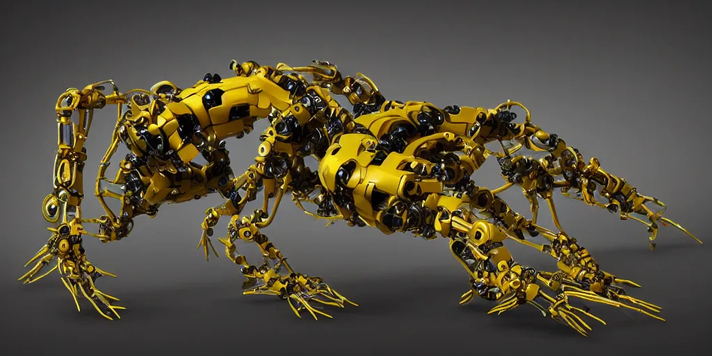 Image similar to Phosphorite centipede robotics advanced cybernetics Smart bionicle organism biomimmicry exoskeleton Biomorph hydraulics trending on behance visualisation industrial design trendinc on artstation