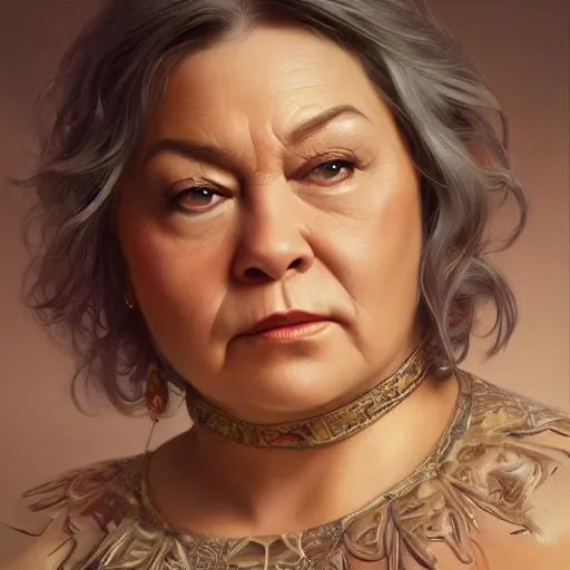 Image similar to ultra realistic illustration, roseanne barr, intricate, elegant, highly detailed, digital painting, artstation, concept art, smooth, sharp focus, illustration, art by artgerm and greg rutkowski and alphonse mucha