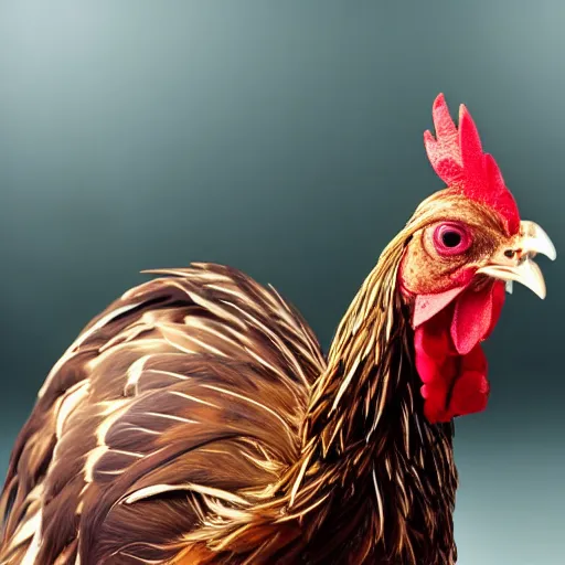 Prompt: photo of a chicken in a disco