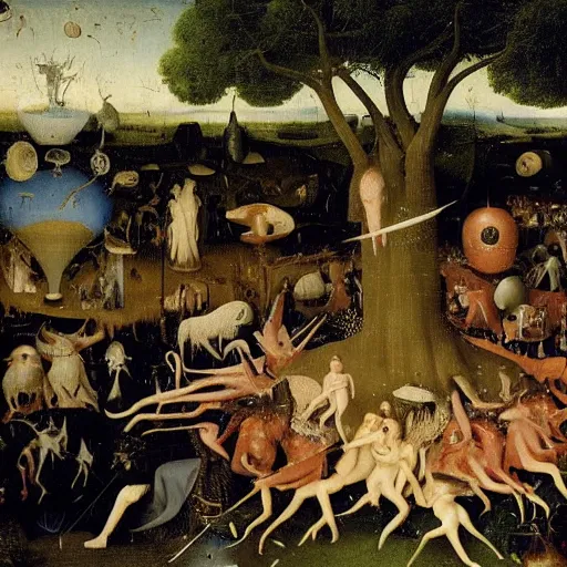 Prompt: Joe Biden in the garden of earthly delights, 4k, photo realistic, by Hieronymus Bosch