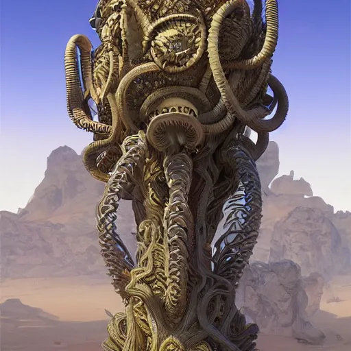 Image similar to desert crinoid maximalist art nouveau, cgsociety, artstation by gustave dore and tyler edlin