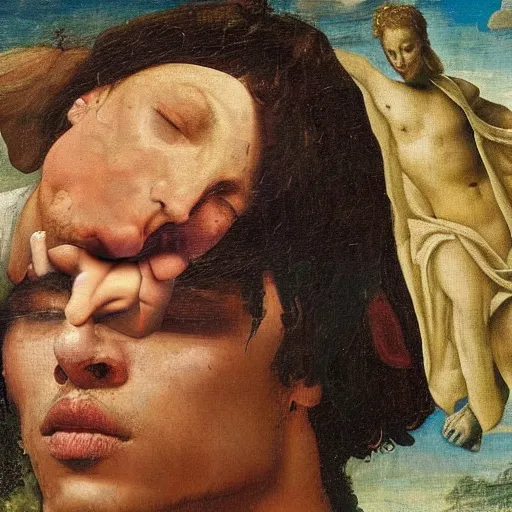 Image similar to A renaissance painting of Travis Scott, portrait, album cover,