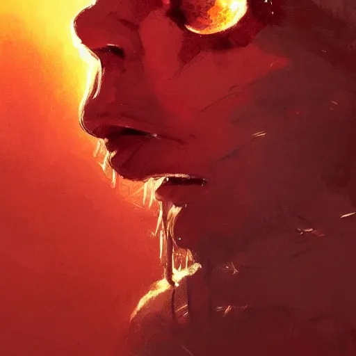 Image similar to golden rays of the glorious sunshine setting down such a blood - red light, colourised, face portrait, epic, tragic, military art, fantasy, dieselpunk, hd shot, digital portrait, beautiful, artstation, comic style, by artgerm, guy denning, jakub rozalski, magali villeneuve and charlie bowater