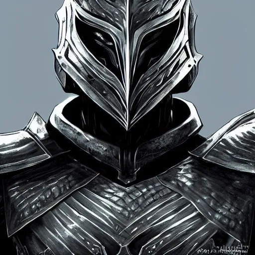 Image similar to a knight wearing full Daedric armor from Skyrim by Artgerm, artstaion, digital art, sharp focus, high contrast, pale colors