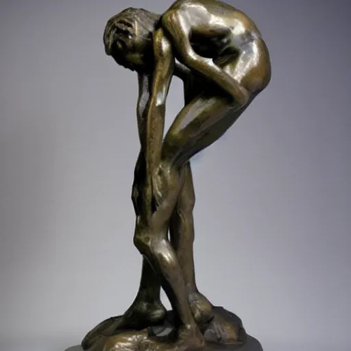 Image similar to sculpture, the conversation. surrealist, bronze statues, auguste rodin