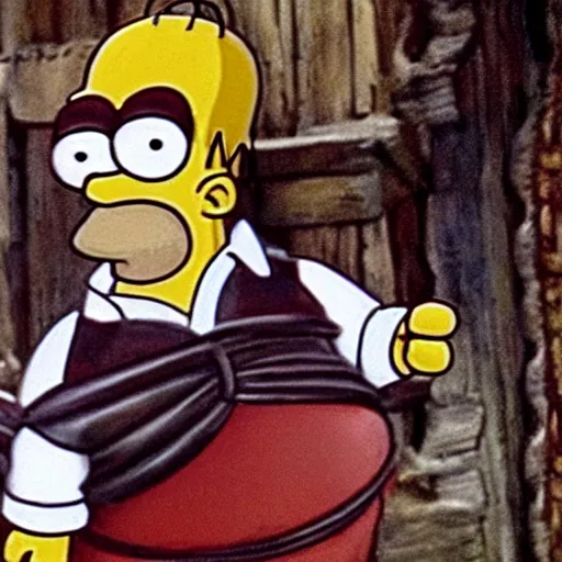 Image similar to A still of Homer Simpson in Pirates of the Caribbean: The Curse of the Black Pearl (2001)