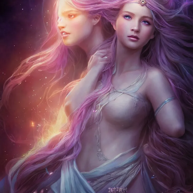 Image similar to beautiful cinematic fantasy poster, a beautiful princess like a disney princess hybrid with flowing illuminated hair, beautiful glowing galaxy eyes, wideshot ultrawide angle epic scale, hybrid from The Elden Ring and art direction by Darius Zawadzki ;by artgerm; wayne reynolds art station; cinematic quality character render; low angle; ultra high quality model; production quality cinema model;