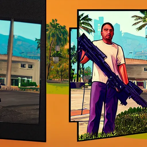 Image similar to gta 5 playthrough, stylized painting art