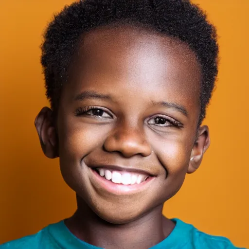 Image similar to photo of a black boy smiling, studio portrait