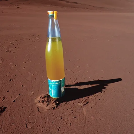 Image similar to symmetrical photo of bottle standing on mars