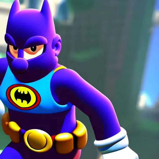 Image similar to super mario as batman, highly detailed, extremely high quality, hd, 4 k, 8 k, professional photographer, 4 0 mp, lifelike, top - rated, award winning, realistic, detailed lighting, detailed shadows, sharp, no blur, edited, corrected, trending