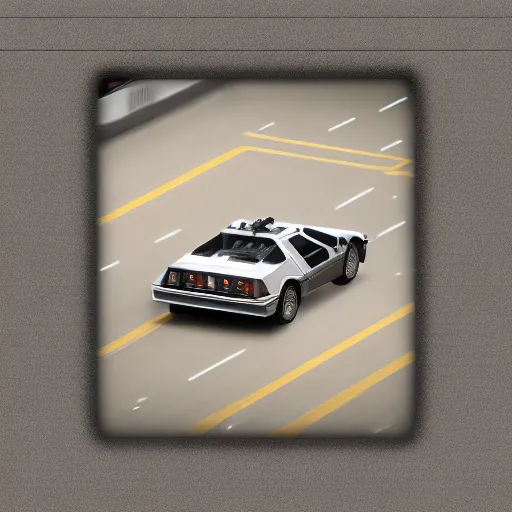 Image similar to hyperdetailed, photorealistic photograph of a dmc 1 2 delorean driving in the streets, rain, night, dense fog, hd, unreal engine 5