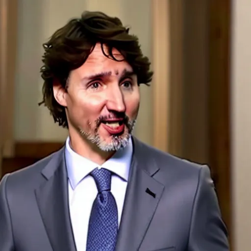 Image similar to A still of Justin Trudeau in Dumb and Dumber, realistic