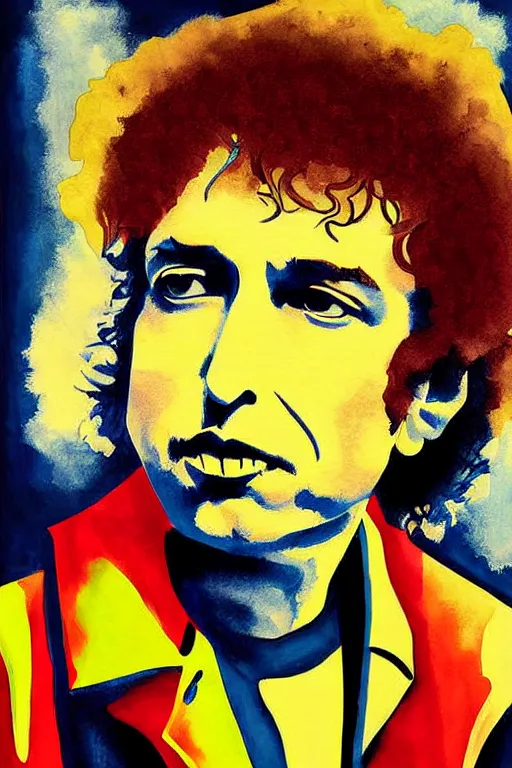 Image similar to Poster artwork, painting of Bob Dylan by Bob Dylan